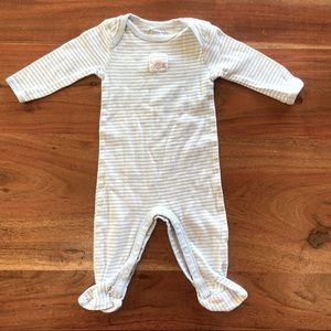 Burts Bees 0-3m Footie Blue Stripe Organic Cotton